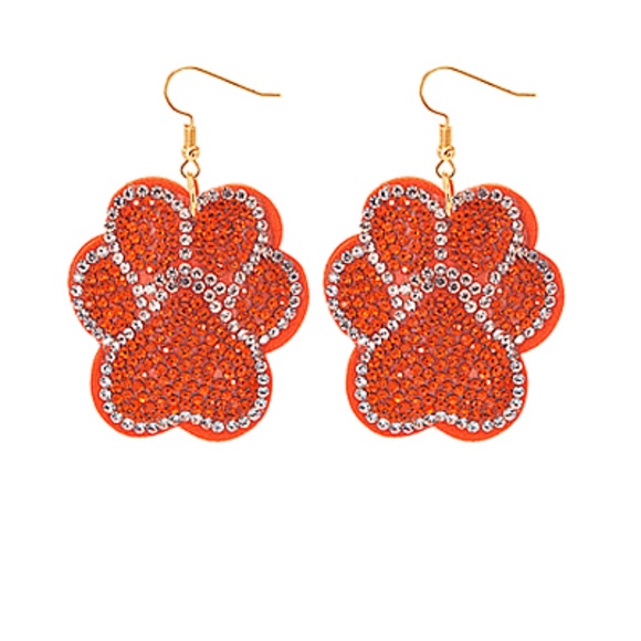 Crystal Paw Print Cushion Earrings - Picture 3 of 3